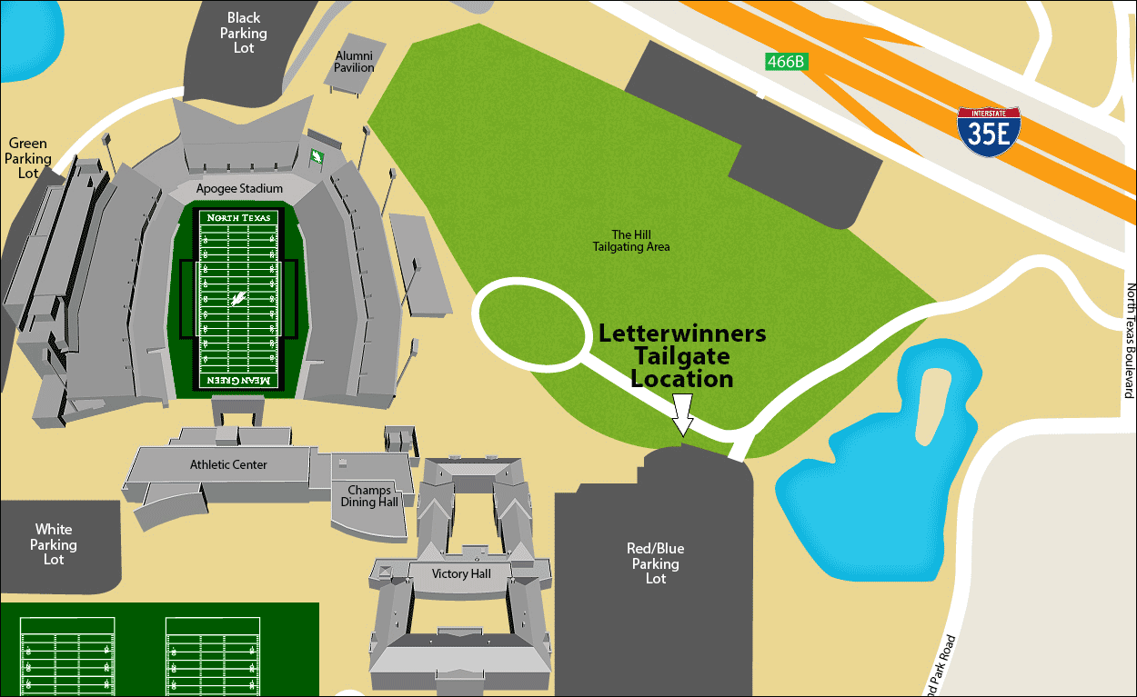 North Texas Letterwinners tailgate location